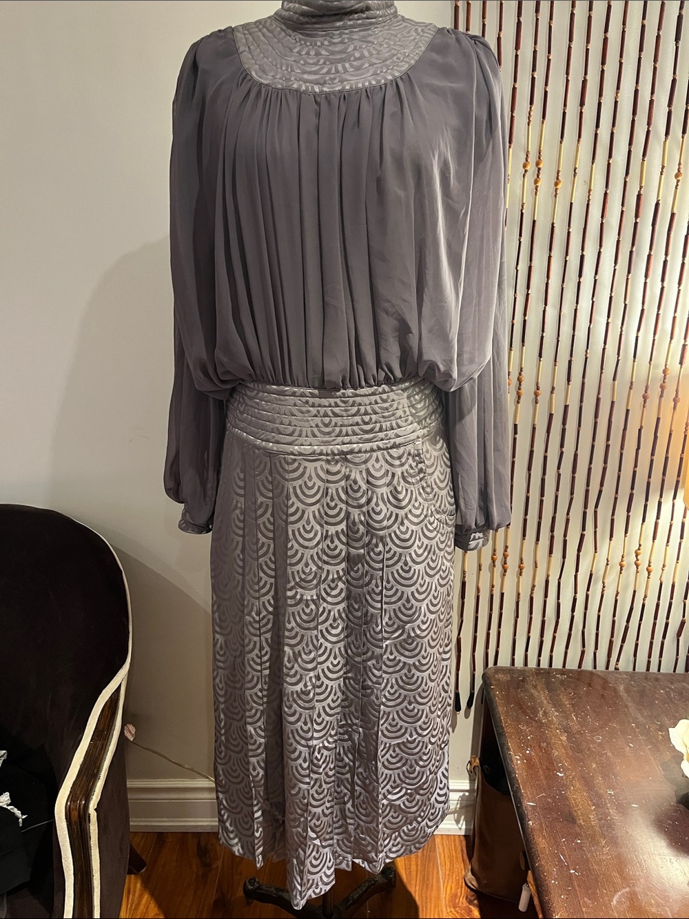 Vintage Wayne Clark silk and jaquard dress